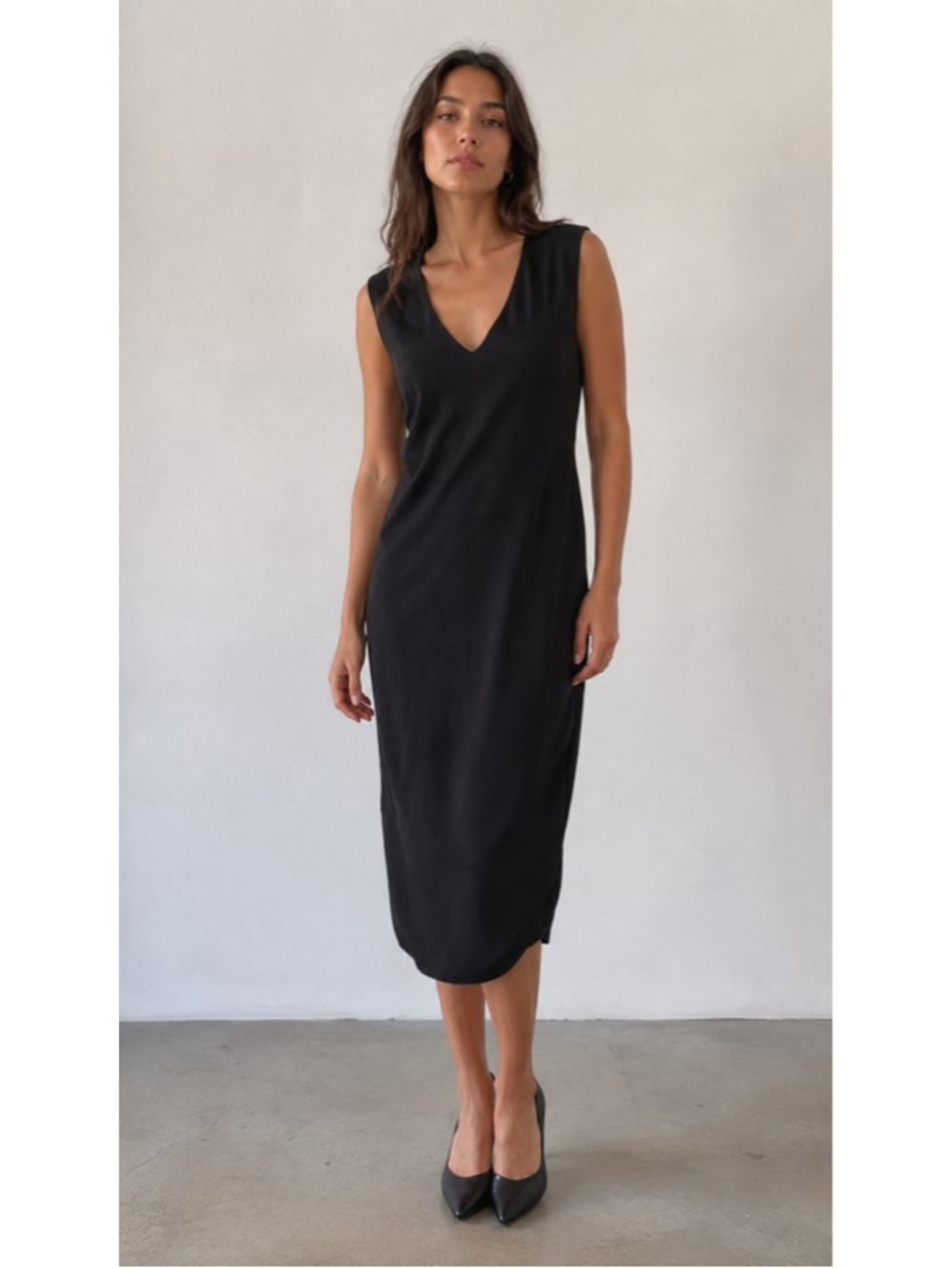 Helmut Lang Asymmetrical Dress Black Viscose Flannel NWT Size 10 706HW112